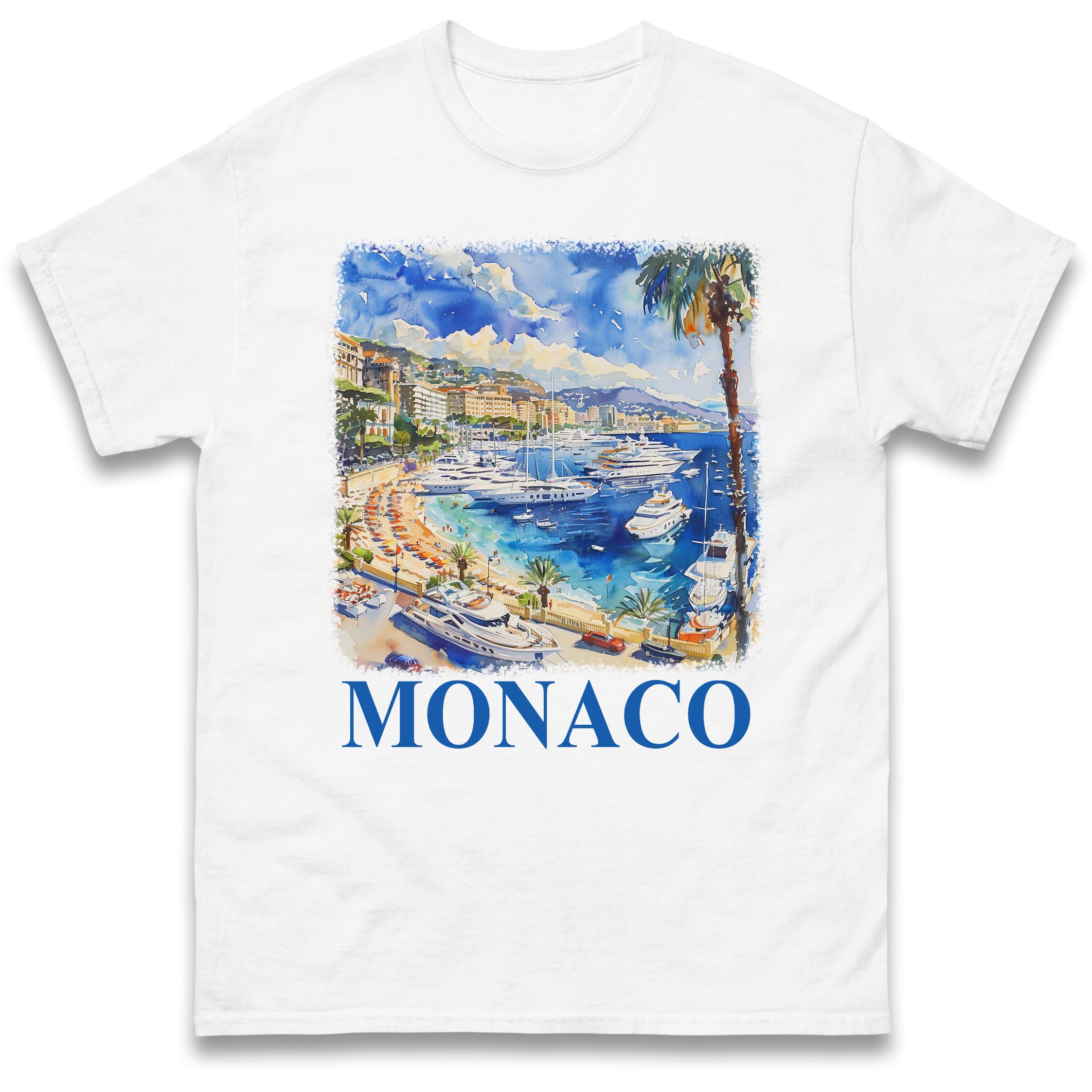 Футболка с принтом Монако Мужская Женская Топы Унисекс Футболки 100% Хлопок XL