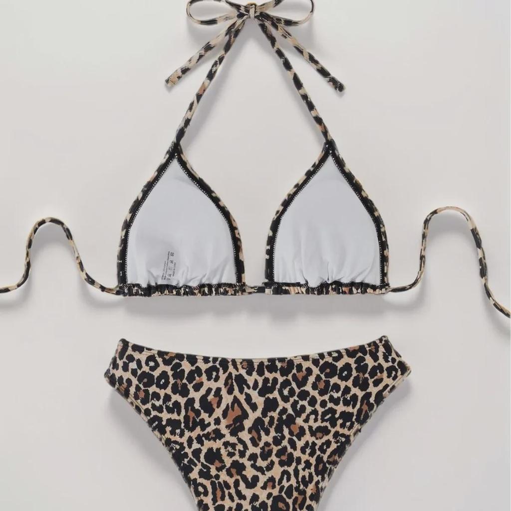 2025 Leopard Print Lace-Up Sexy Bikini Split Swimsuit for Women