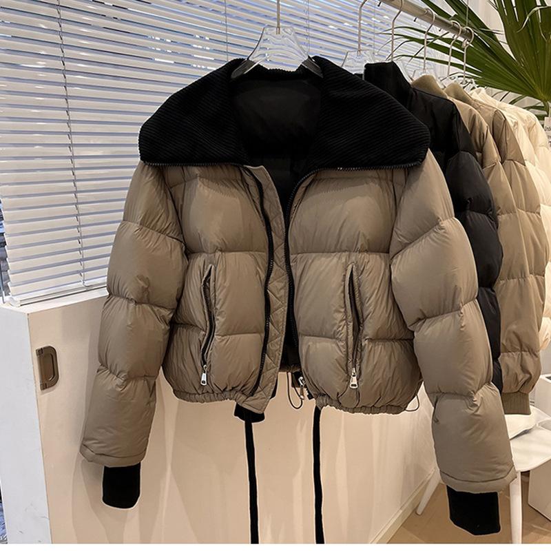 Koreanische Strick-Daunenjacke mit großem Revers für Damen 2025 Winter neue Explosion verdickt locker Brotjacke weiße Entendaunenjacke