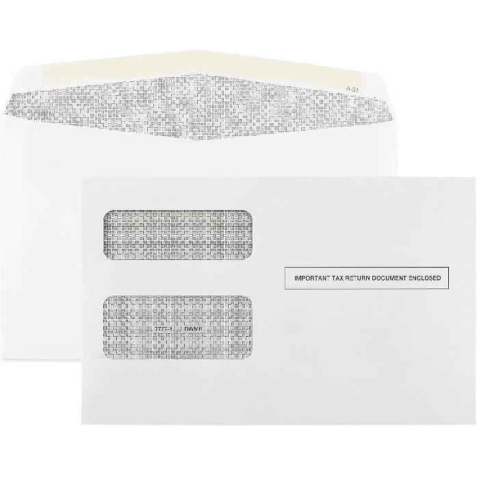1099 MISC Tax Envelopes, Double-Window Security Envelope for 1099 Income Misc And 1099-R & DIV - INT, 1095 C Tax Form,5 5/8 Inch X 9 Inch, Gummed