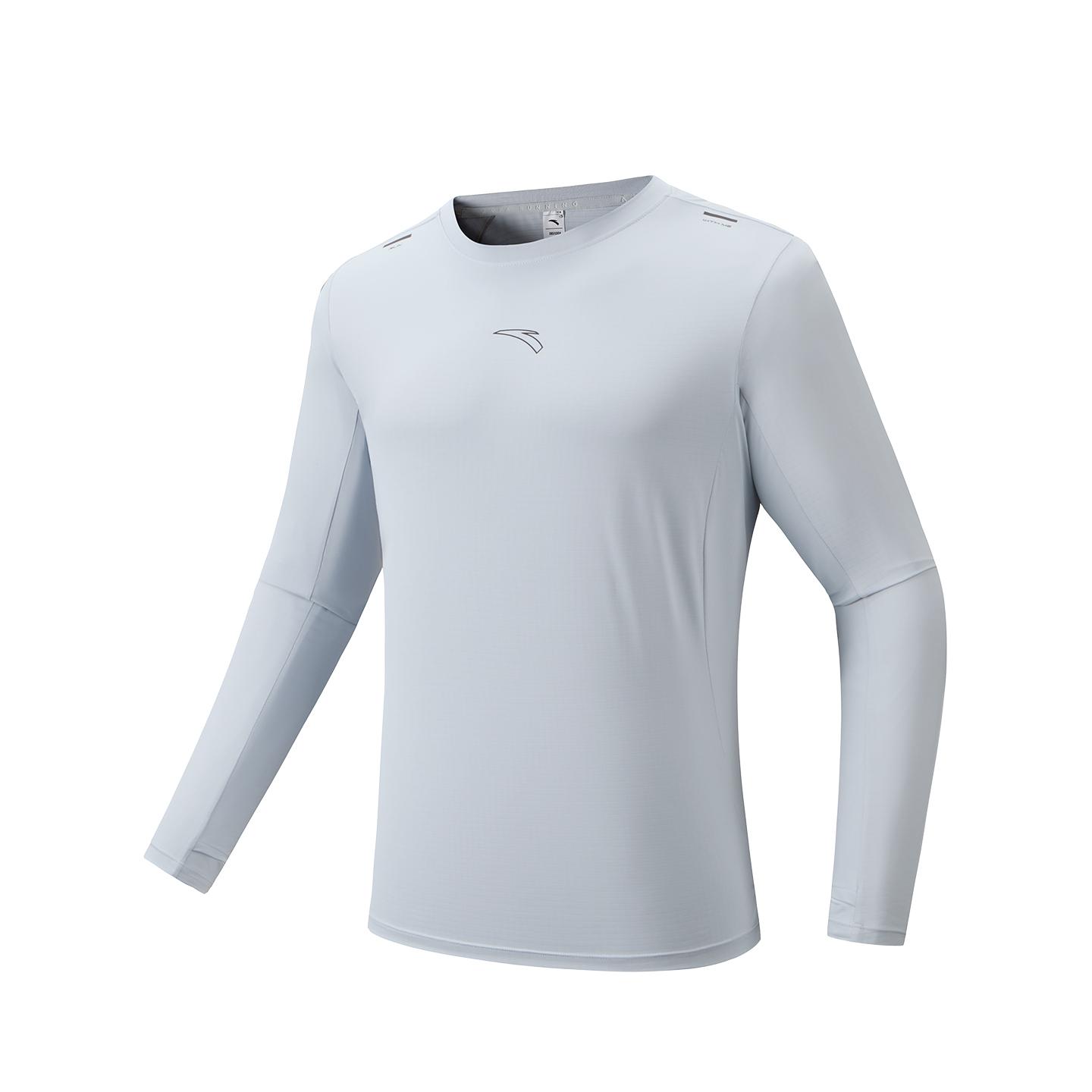 

Anta Running Series Moisture Wicking Quick Dry Long Sleeve Knit Shirt Spring 2026 T-Shirt Men tops Frost-Tower-Gray 952615401-2 3XL