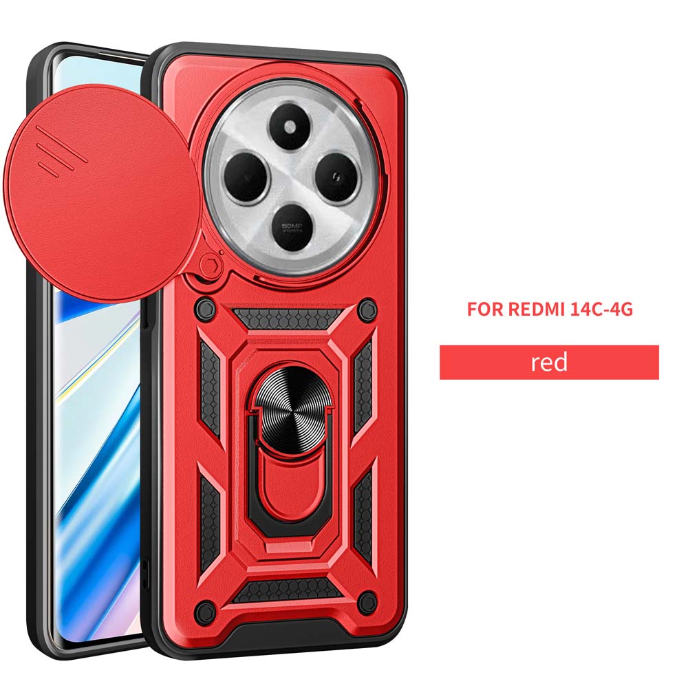 Shockproof Armor Case For Redmi 14C 4G Car Holder Phone Cover For Redmi 14C Camera Lens Protection Fundas