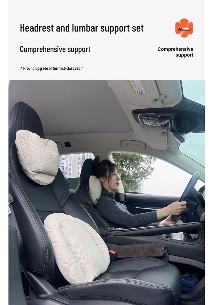 Adjustable Lumbar Support Headrest Cushion for Honda Civic and Mercedes-Maybach - Soft, Perforated Neck Guard.