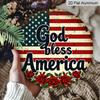 2D Flat, 1pc Heavy-Duty Retro God Bless America Round Metal Sign - Vintage Aluminum Wall Decor Suitable for Home, Office, Garage, 4th of July Gift