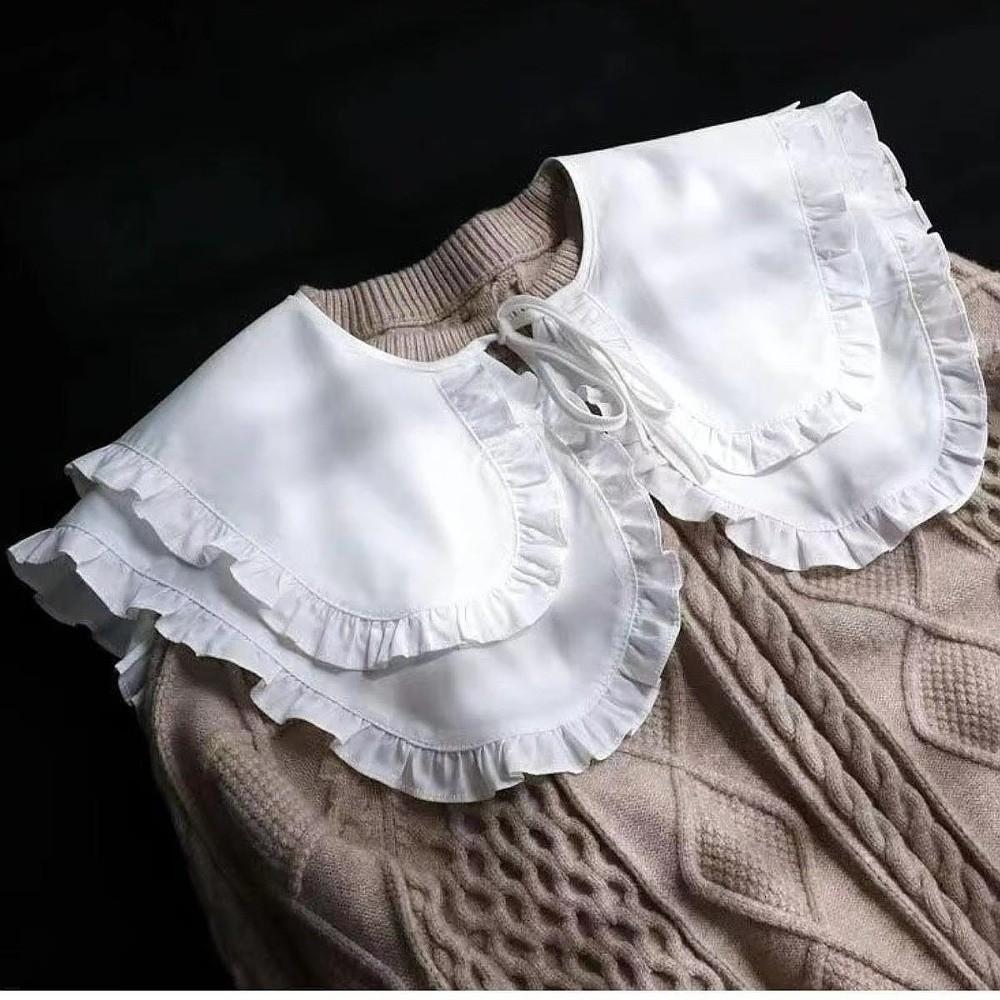 Large Lapel Women False Collar Half Shirt Style Double Layer Collar Detachable Collar  Sweater