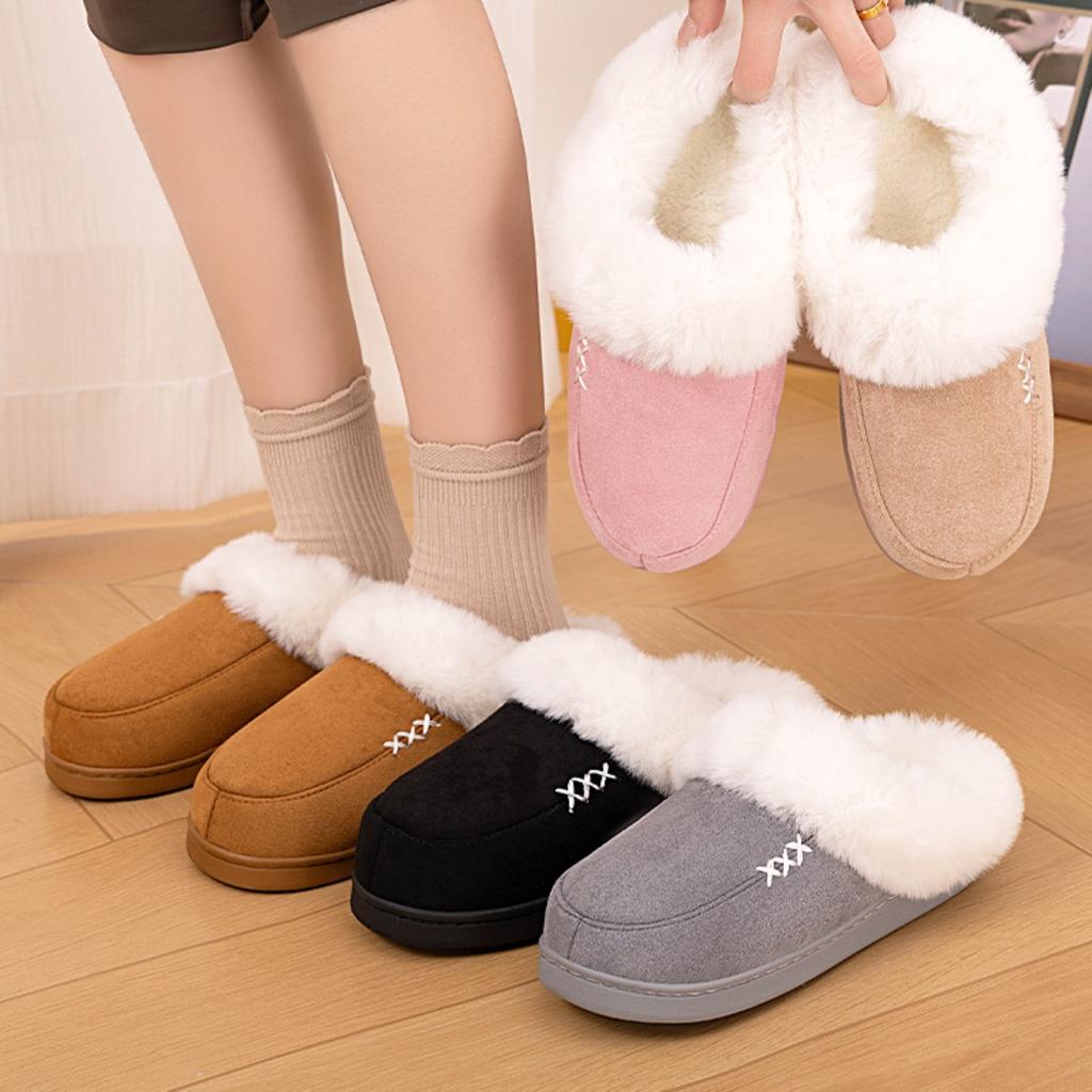 Hairy Slippers for Women, Winter New Style, Warm and Comfortable Home Slippers with Thick Cotton and Velvet Added