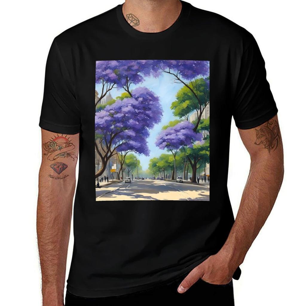 Jacaranda Trees In The Streets Of Historic Buenos Aires Tshirt Thanksgiving Casual Tee