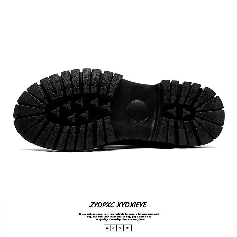 Spring Derby Shoes Men's Low Top Martin Boots British Round Head Big Head Shoes Black Tooling Platform Casual Shoes 2112-E