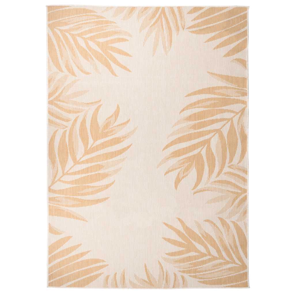 vidaXL Outdoor-Teppich Flachgewebe 120x170 cm Blattmuster gelb