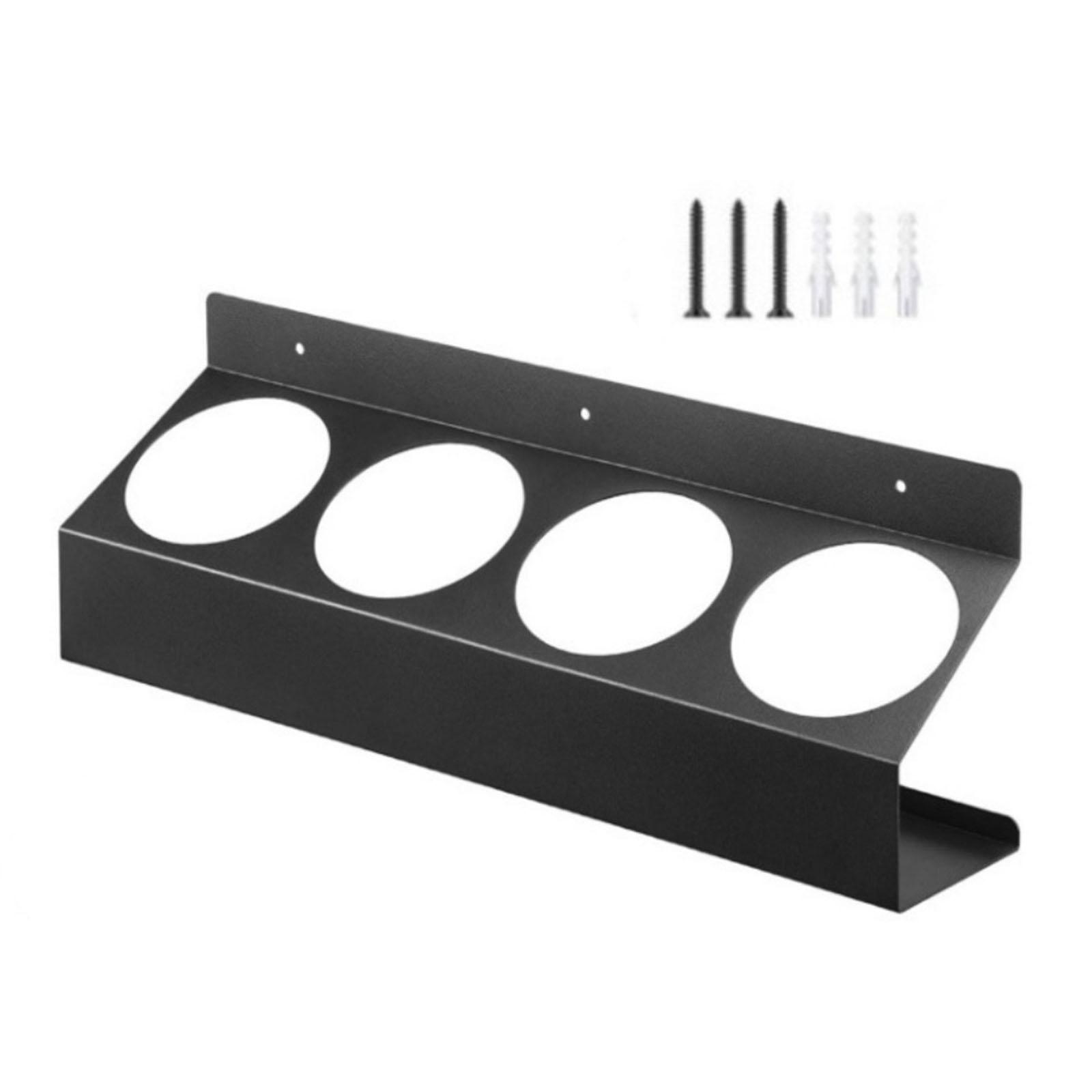 

Black Aerosol Can Organizer for Workshop and Enclosed Trailers 4 Can Capacity Sprays Bottle Holder Wall Mount Shelf