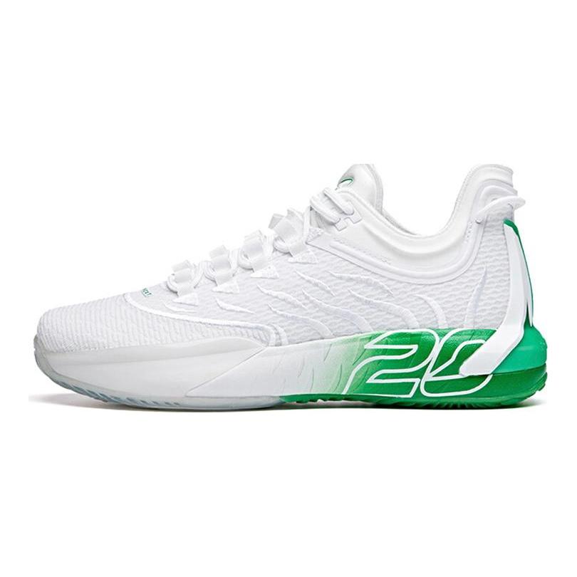 Anta GH1 Low Hayward Home Color Abrasion Resistant Breathable Low top Basketball Shoes Men's White Green 112021103-4