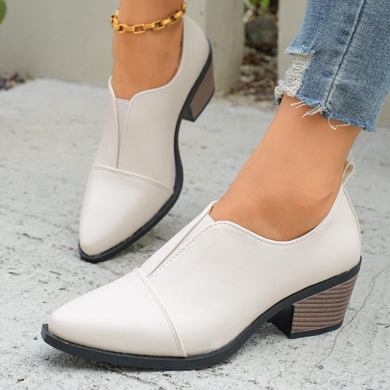 Fashion Women's Fashionable Ankle Single Shoes Thick Heels High Heels Casual Leather Retro Women's Shoes High Quality Non-slip Shoes