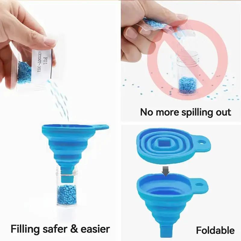 3-balení DIY diamantového příslušenství pro malování Praktický skládací silikonový trychtýřový zásobník na korálky Diamantové nástroje