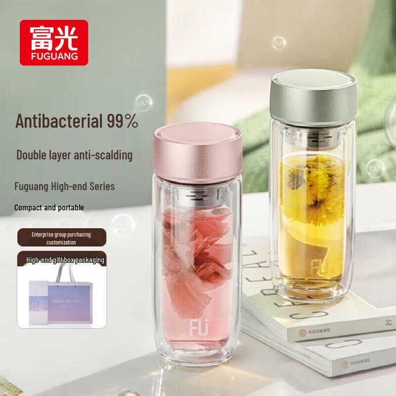 Fuguang Ya Series Antibacterial Double-Layer Glass Cup