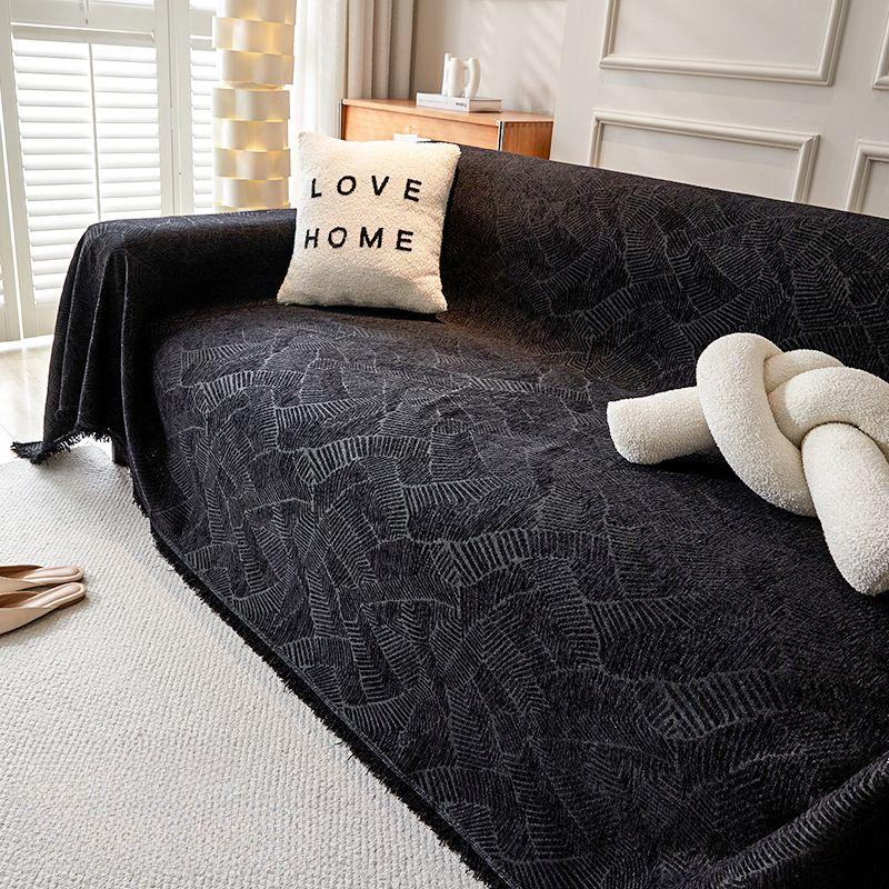 Black Sofa Cover Modern Chenille Thickened Sofa Towel Sofa Cover Sofa Cushion Cloth
