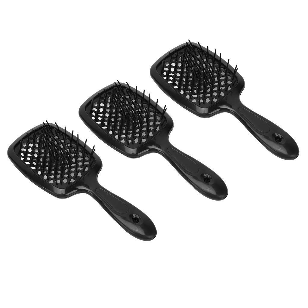 3Pcs Wet Dry Vented Detangling Hair Brush Round Teeth Non Slip Handle Hair Brush for Styling Shaping