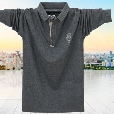 Erkekler için Bol Uzun Kollu Polo Gömlekler Rahat Seyahat Yaka Gömlekler Hafif Nefes Alabilir İş Polo Gömlekleri Erkekler için Düz Golf Üstleri Büyük Beden