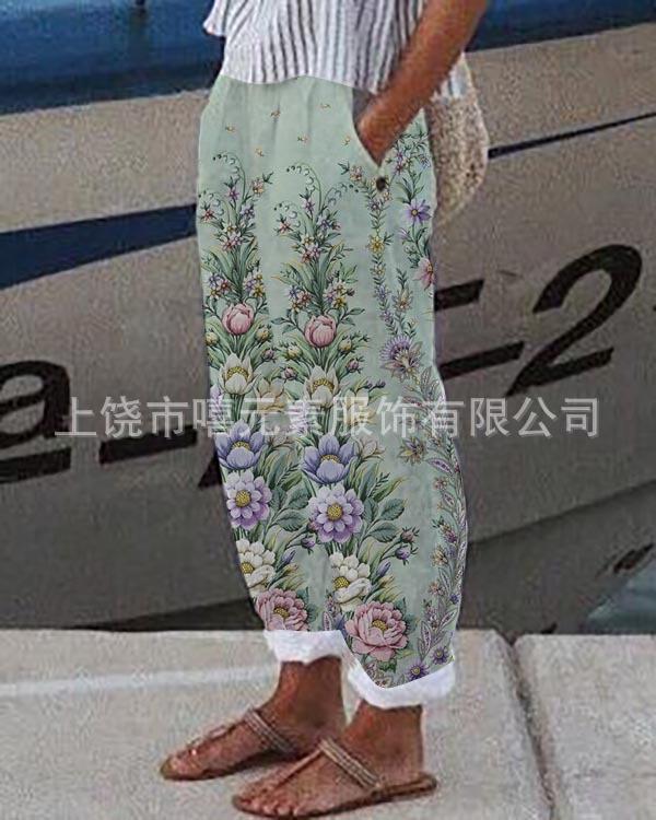 2025 Amazon's New Temperament Commuter 3D Digital Printing, Cotton and Linen Simple Crimped Casual Pants Can Be Printed
