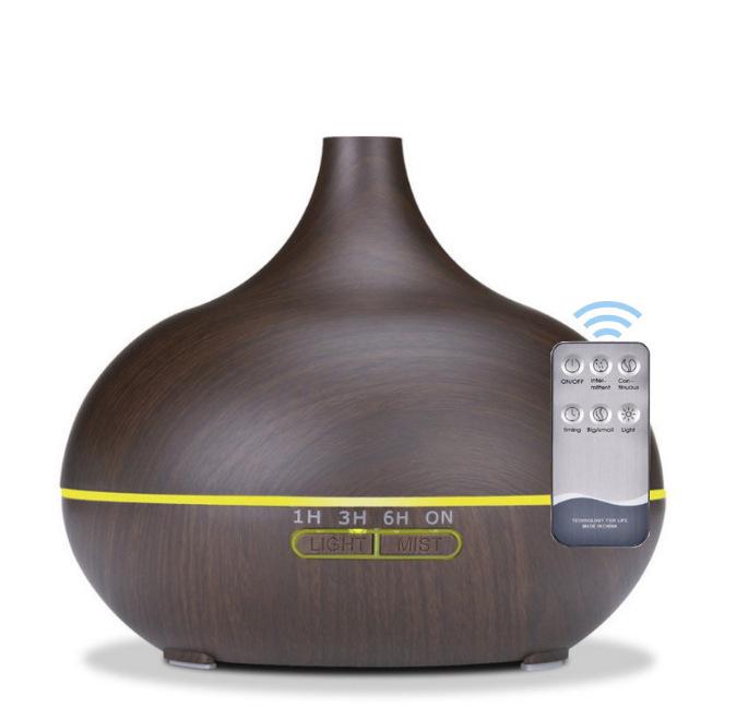 Ультразвуковой аромадиффузор и увлажнитель воздуха Wood Grain объемом 550 мл с цветной светодиодной лампой USB