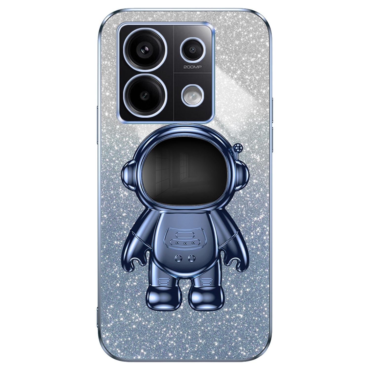 

For Xiaomi Poco X6 5G/Redmi Note 13 Pro 5G Case Electroplating Astronaut Kickstand Phone Cover Blue