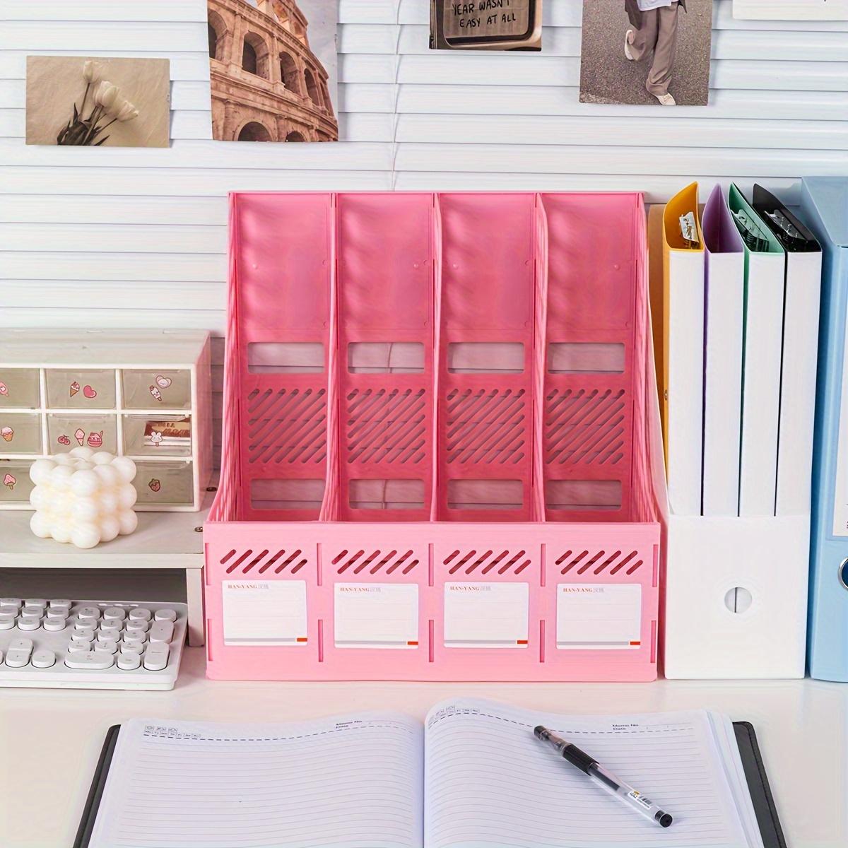 

Detachable A4 Document Organizer - Desktop Bookshelf & File Holder, Durable PP Material, Office Supplies Storage Rack розовый