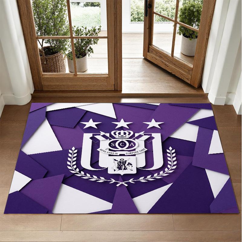Anderlecht FC Design Crystal Velvet Rug Soft Decorative Mat for Bedroom Entrance