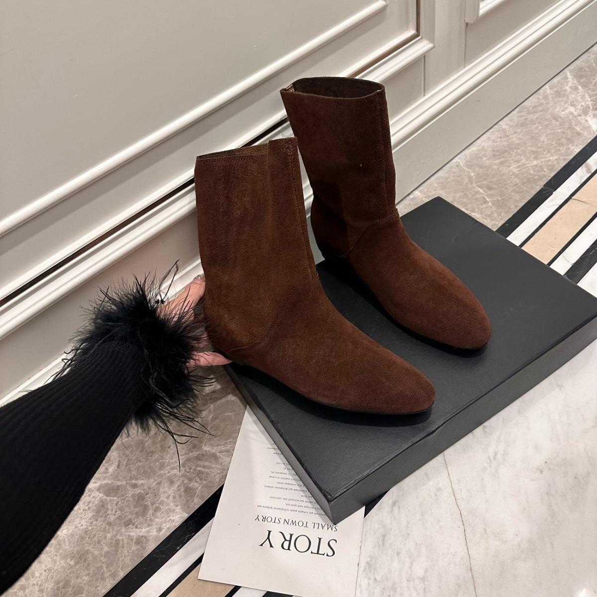 

Короткие сапоги на плоской подошве в нишевом дизайне, новые матовые ковбойские сапоги в стиле вестерн, средние сапоги, ботинки Martin, одинарные сапоги. 39