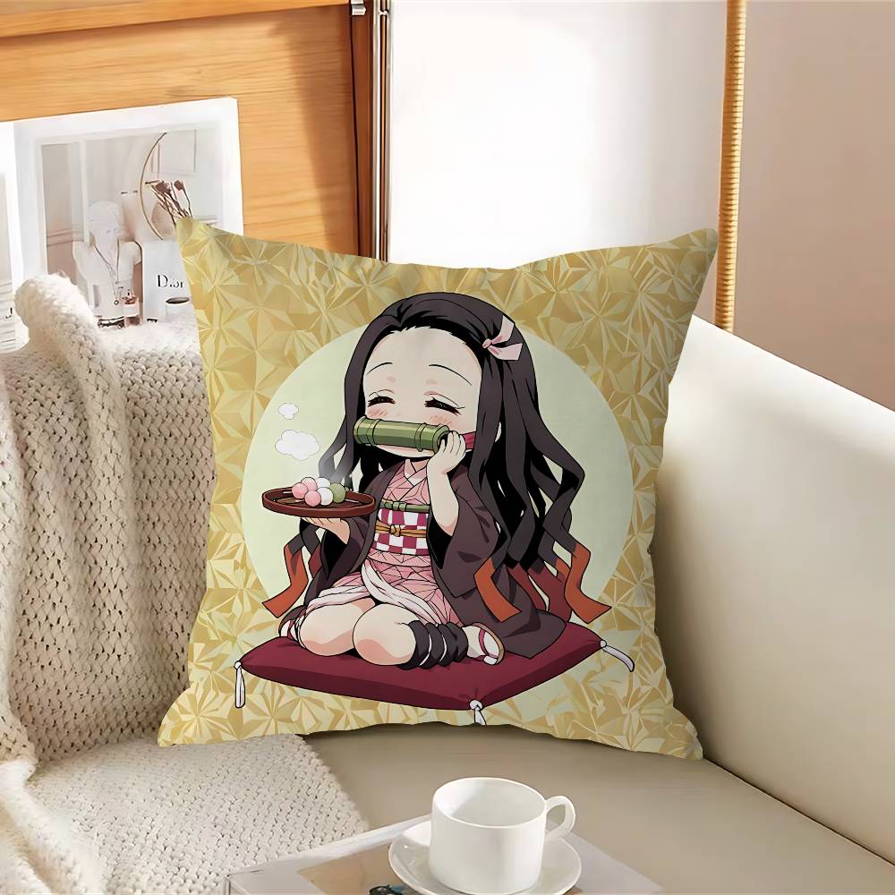 DemonS Slayer KamadoS N-Nezuko Pillow Case Removable Washable Cushion Cover – All-Season Soft Linen