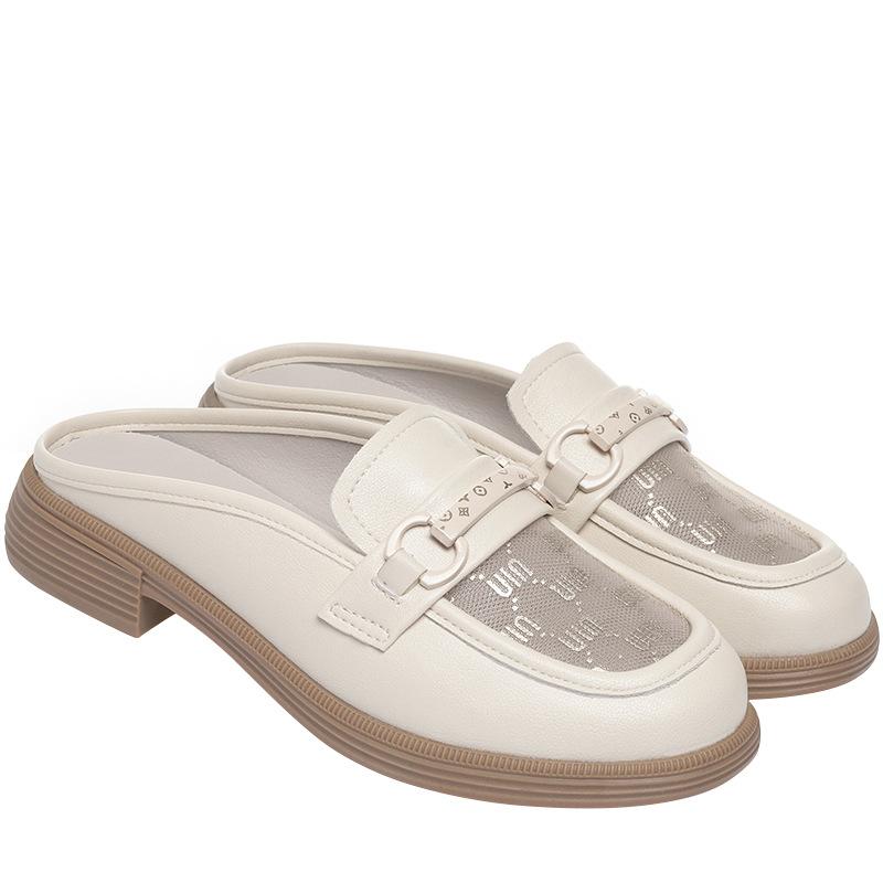 British Summer Hollow Mesh Breathable Slippers Woman 2025 Cover Toe Soft Sole Luxury Flat New Fashion Rome Slides Casual Shoes