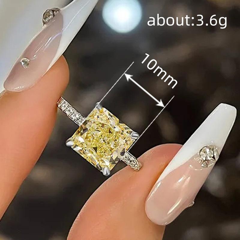 Fashion Female silver color Rings Moissanite Shaped zircon Square Women Ring Rectangle Cubic Zirconia Engagement Wedding