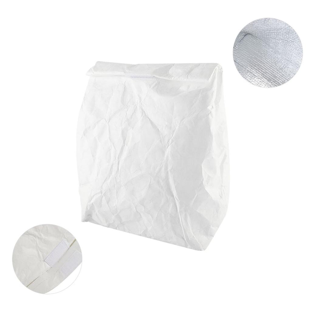 Waterproof Insulated Lunch Box Storage Picnic Paper Bag for Kids Women Men (White)