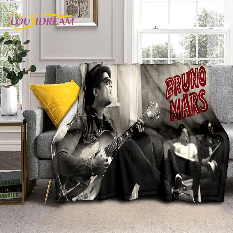 Bruno Mars 3D Singer Star Soft Flannel Blankets,Throw Blanket Comfortable Blanket for Picnic Beds Home Bedroom Cover Kids Gift