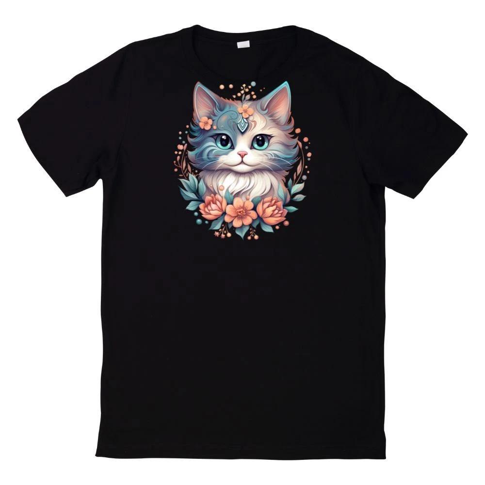 T-Shirt Niedliche Blumenkatze XL
