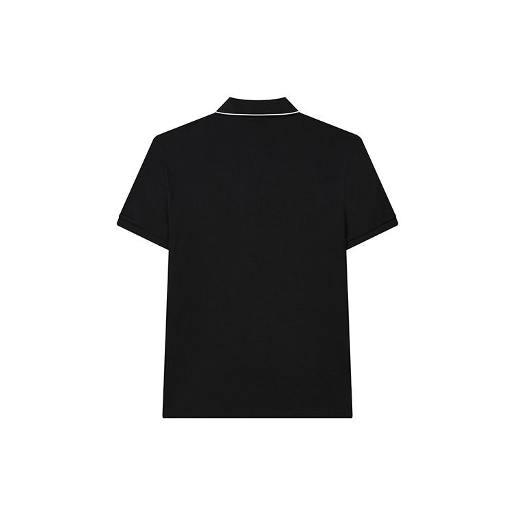 Fila Letter Logo Knitted Solid Color Short Sleeve Polo Shirt Men Polo Shirts Black F11M238105FBK