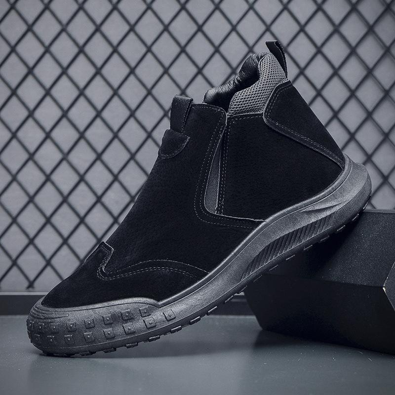 

2025 autumn new men s high-top board shoes construction site tooling shoes wear-resistant labor insurance shoes men s shoes one-pedal men s shoes 44