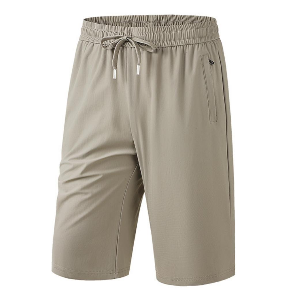 Men Loose Fit Lightweight Breathable Quick Dry Sports Capri Shorts with Elastic Waistband and Zipper Pockets for Outdoor Activities