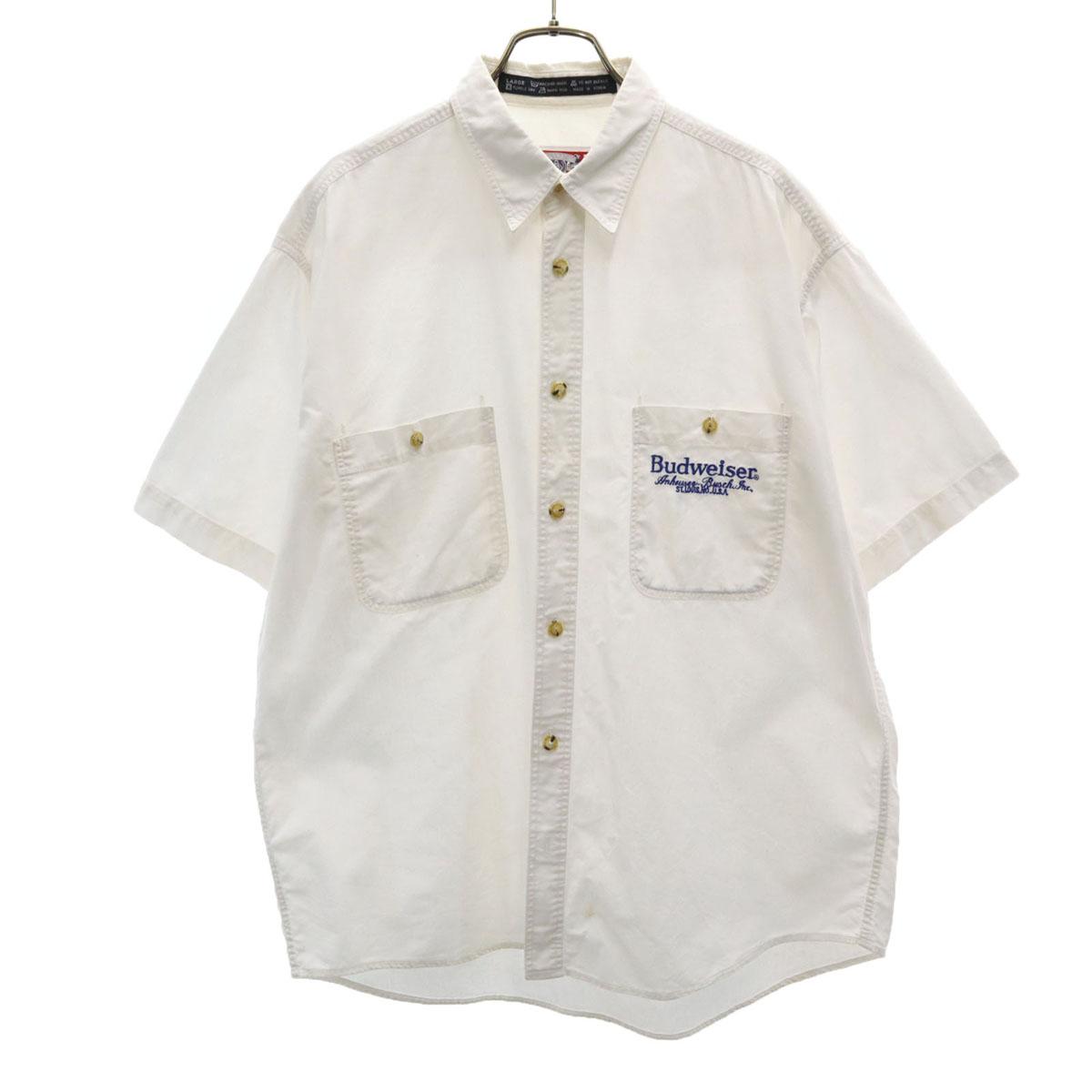 

Budweiser 80-е 90-е Старая Рабочая рубашка с коротким рукавом L белая Мужская Б/у