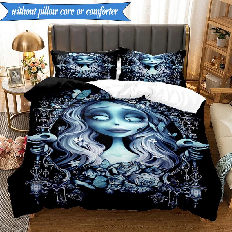 Gotische Leichenschönheit In Bloom 3-teiliges K-Pop Musikgruppen-Bettwäscheset, Ideal für Schlafzimmer, Wohnheim, Inklusive Bettbezug und 2 Kissenbezügen, Fan-Geschenke