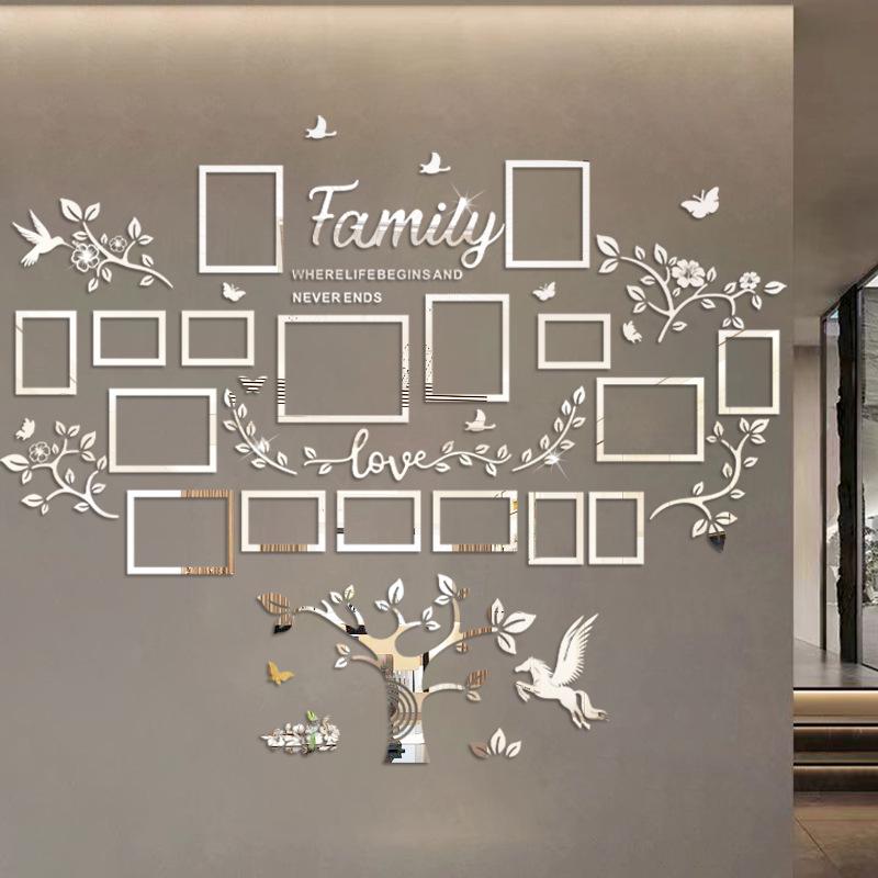 

3D Acrylic Pegasus Tree Photo Frame Wall Sticker for Living Room Entrance Decor