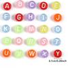 100/300/500 Stück Durchscheinende Bunte Runde Acryl Alphabet Perlen 4x7mm Weiße Buchstaben A-Z Perlen für Schmuckherstellung und DIY Armbänder, Halsketten