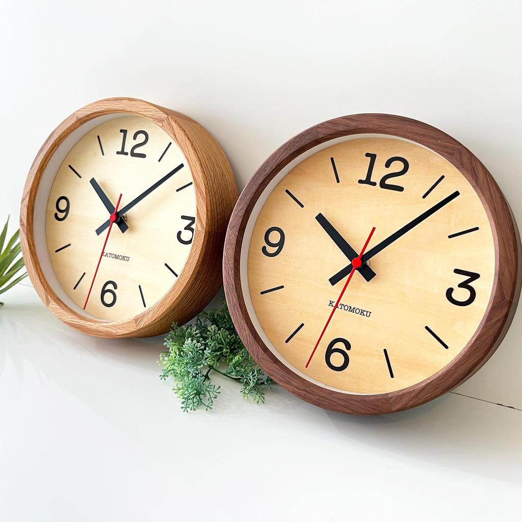 KATOMOKU Muku Clock 20 Oak Wall Clock with Continuous Second Hand km-136OA 220mm (Quartz Clock)