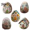 Patchwork Felt Art Project Egg House Kit DIY Craft Spring Celebration Decorations Easter Decor Embroidered for Basket Fillers Handmade
