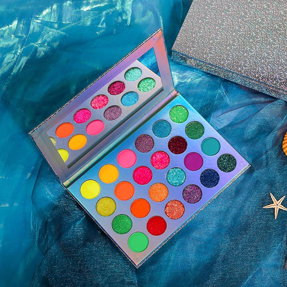 24 Color Glow In The Dark Glitter Eyeshadow Palette Neon Eye Shadow Luminous Eye Shadow Palette