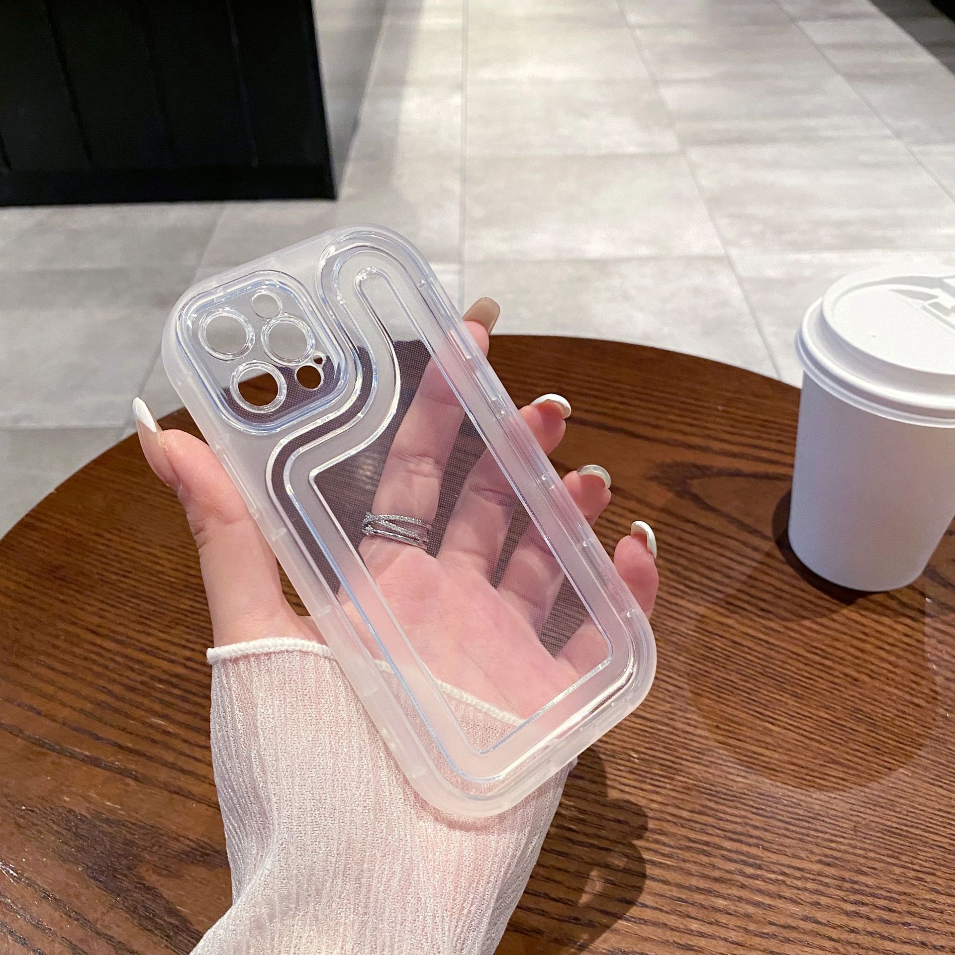 

Track Transparent Shell Suitable for IPhone16 Protective Case Simple Black Apple XSMAX Fine Hole Full Soft Phone Case Apple 12