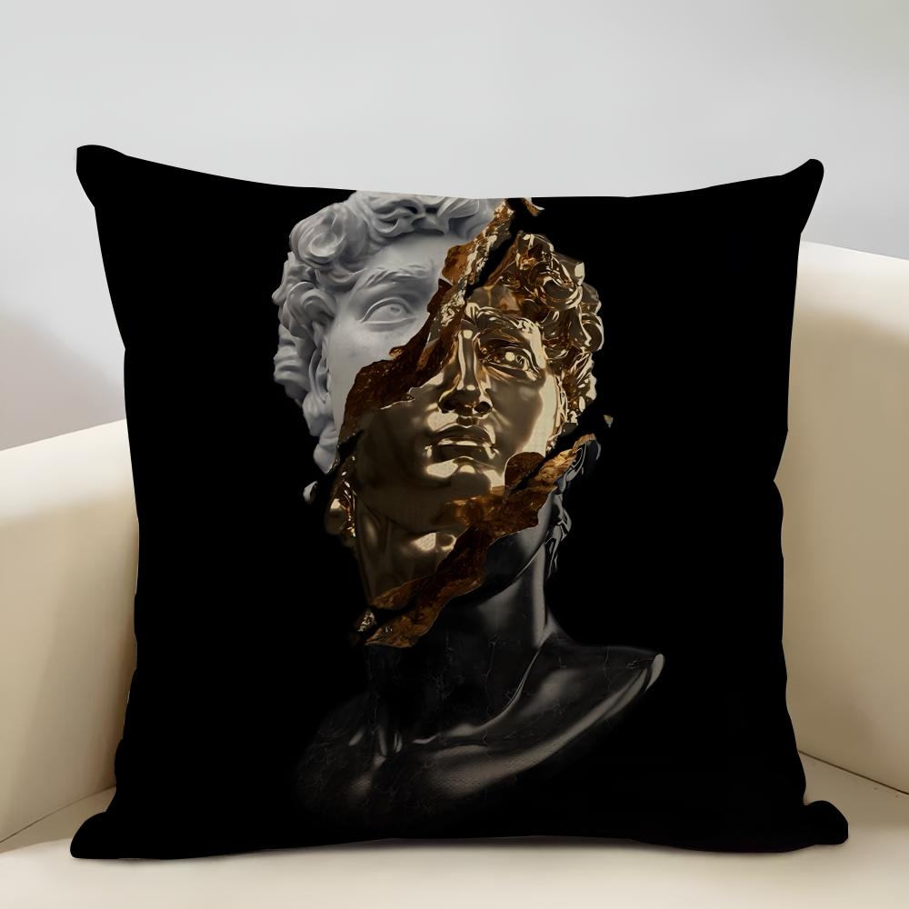 David Sculpture Cushion Cover Household Decoration Linen Sofa Cushion Cover: Skin-Friendly & Breathable With Invisible Zipper