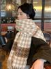 Knitted Retro Scarf Headscarf Winter Women Men Houndstooth Tassel Warm Scarve Pashmina Mujer Femme Male Thick Wrap Shawl Unisex
