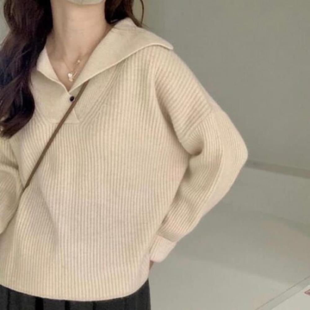 NaVaVa Loose Fit V Neck Collar Long sleeVe Knit Nk3386