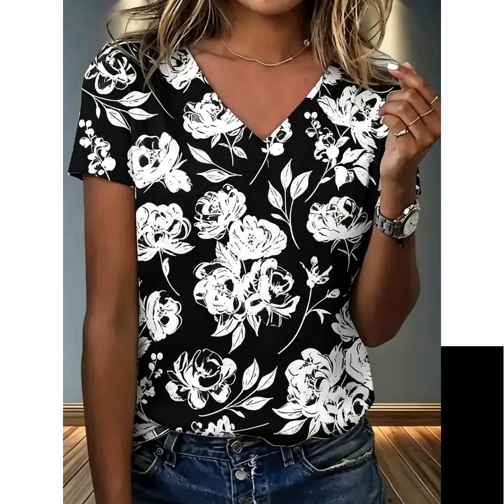 Comfortable Simple Versatile V-neck Women s Top Short-sleeved Fashionable Breathable T-Shirts Women’s S