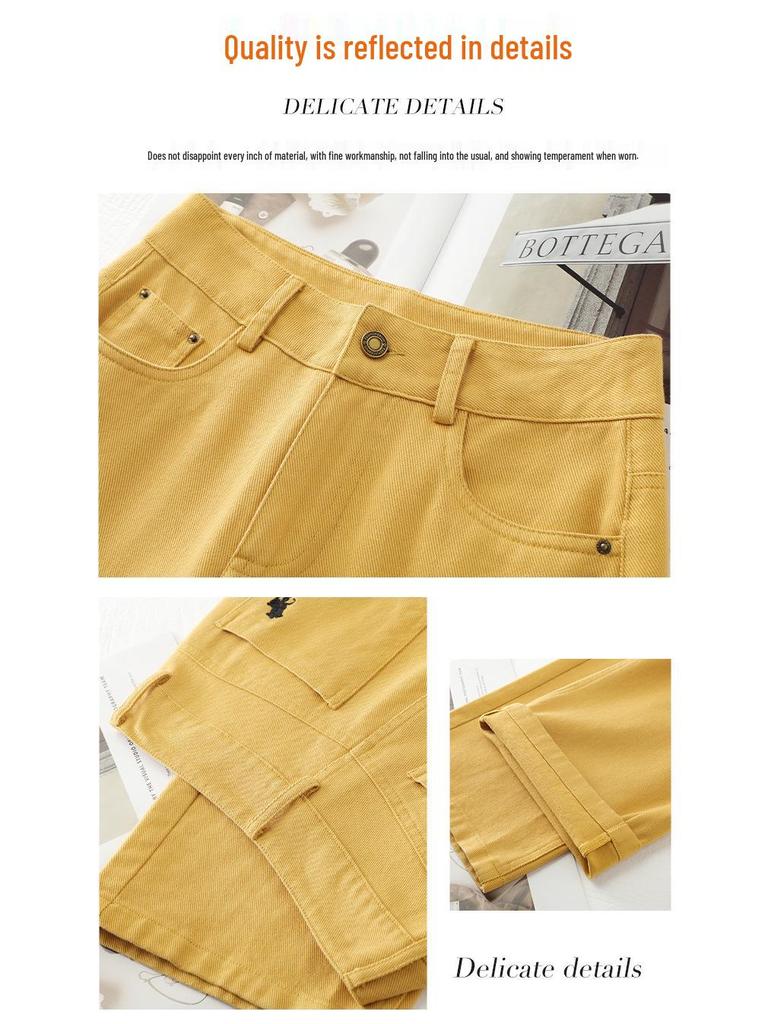 Women’s High-Waisted Yellow Wide-Leg Floor-Length Jeans - Spring 2026 Edition