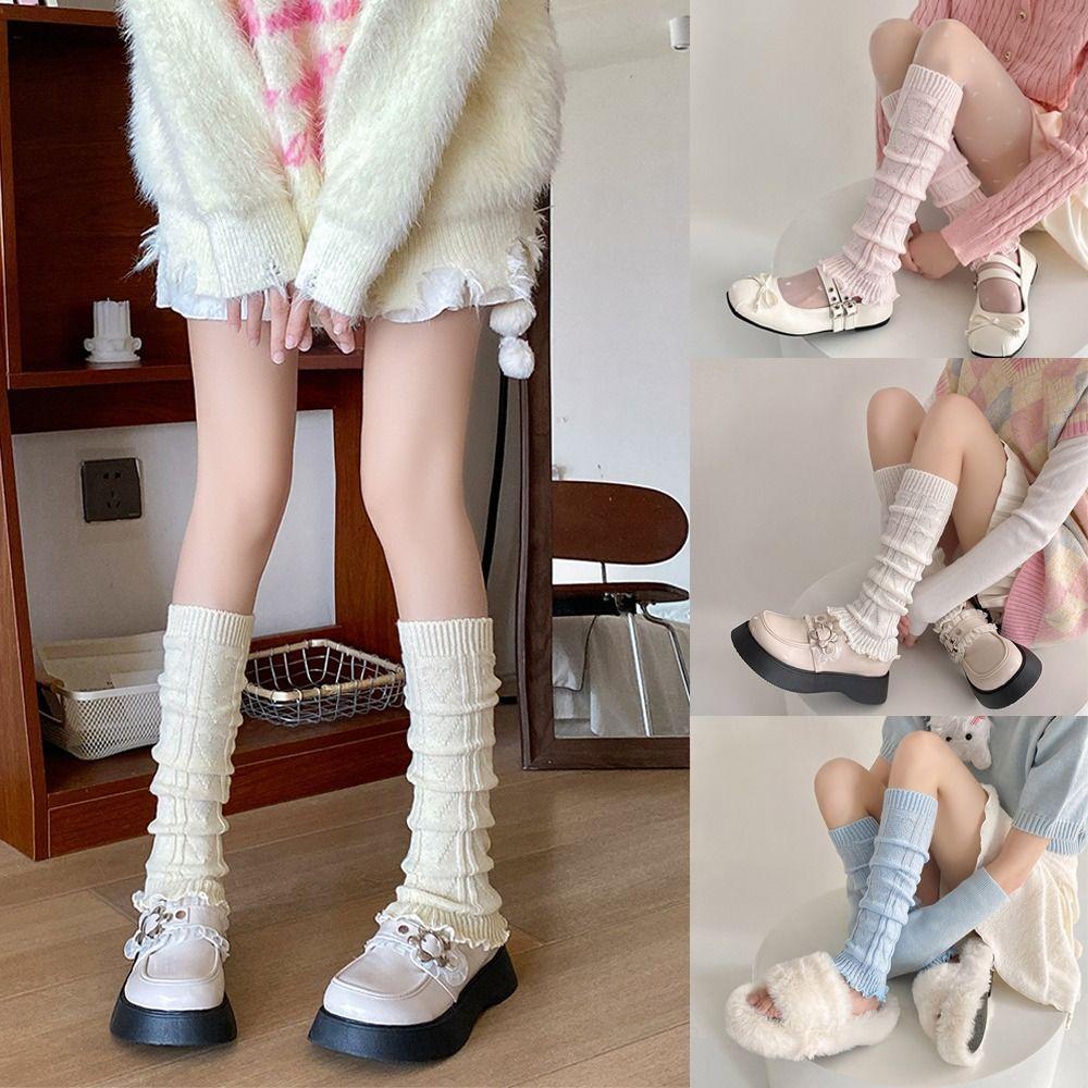 Lolita Fashion Stacked Socks Knitted Foot Cover Leg Cover Socks Warmth Knee Socks For Women Girls